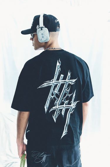 Reflective Chrome Logo Tee Black